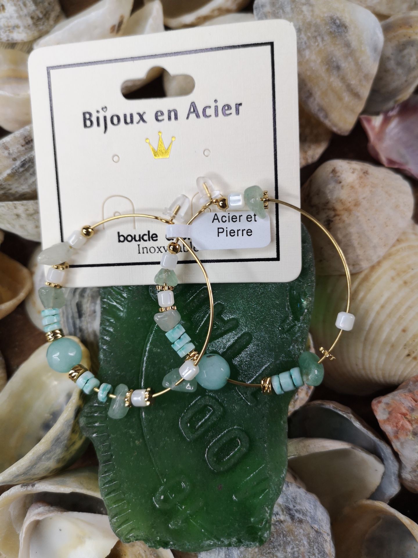 Boucles d'oreilles vert d'eau